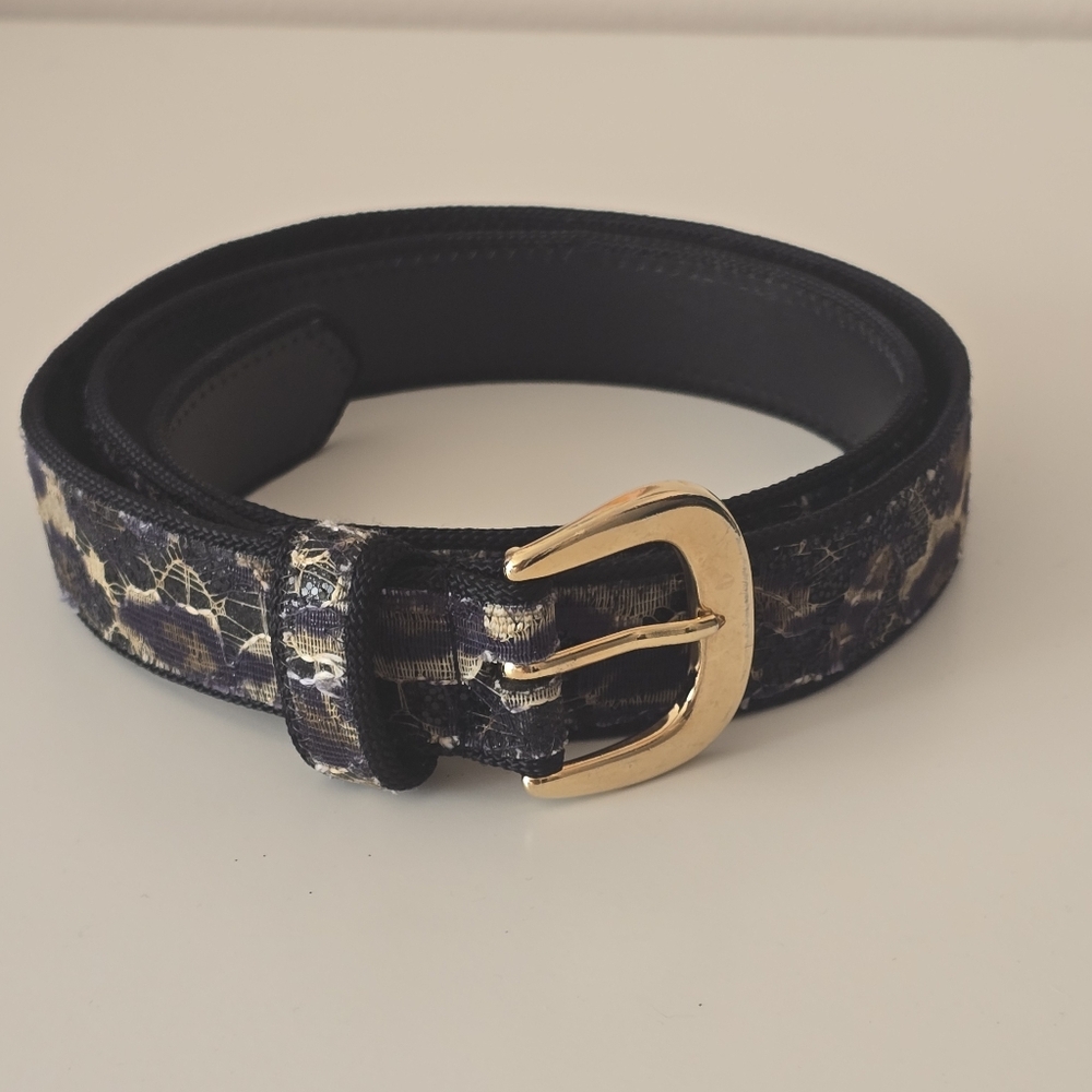 Black and Gold Belt with Buckle